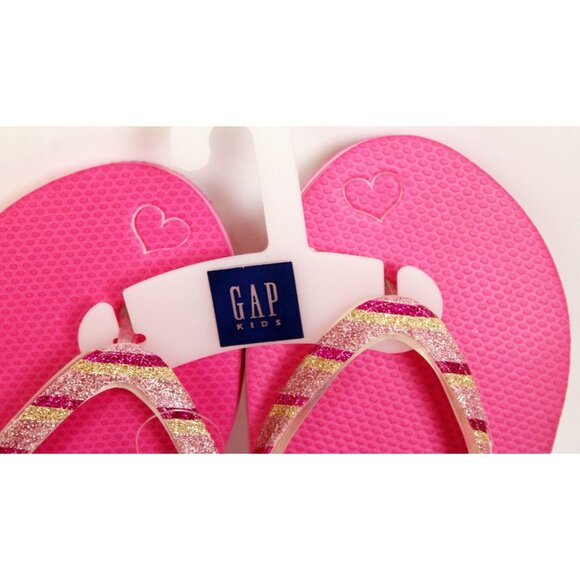 NWT Gap Kid Girl Flip Flops Thongs Foam Glitter Strap sz 5/6 Summer Cruise Beach - Picture 4 of 5